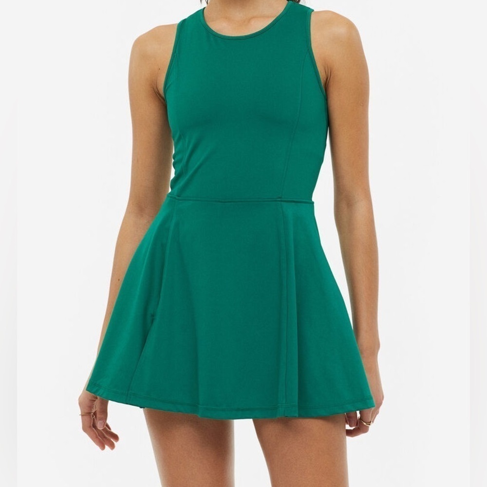 H&M exercise dress workout high neck tennis skort pockets tank emerald forest